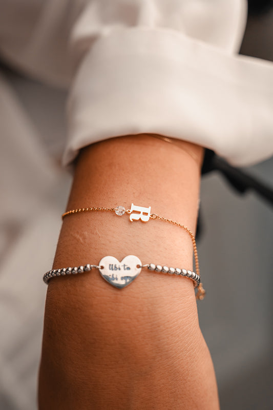 Bracciale Con Iniziale e Cristallo
