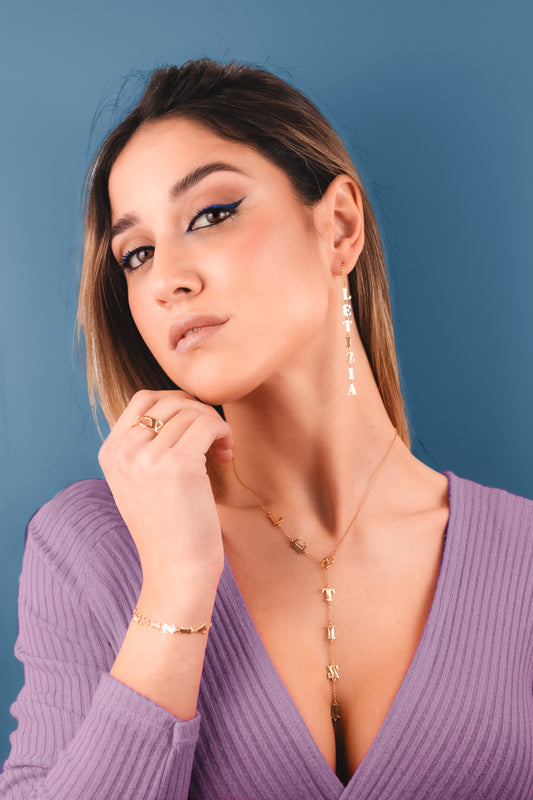 Orecchino Con Nome e Catenella