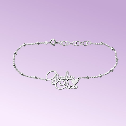 bracciale due nomi in Argento 925 | Personalizzato e Fatto a Mano in Italia. Amira gioielli personalizzati