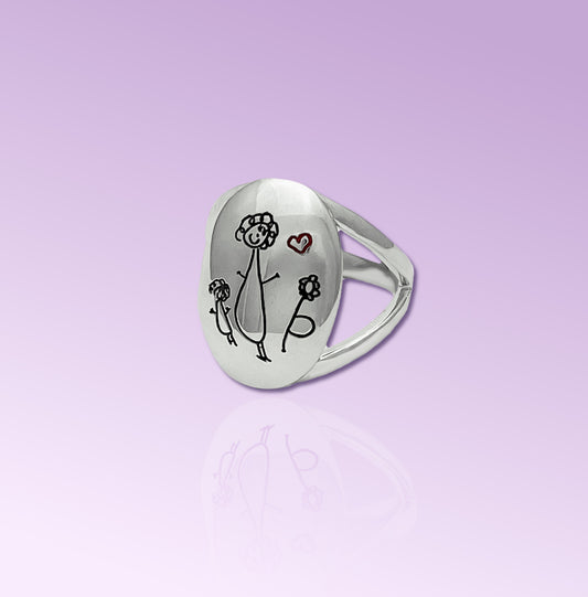 Anello Disegno Bambini &nbsp;in Argento 925 | Personalizzato ; Fatto a Mano in Italia.
