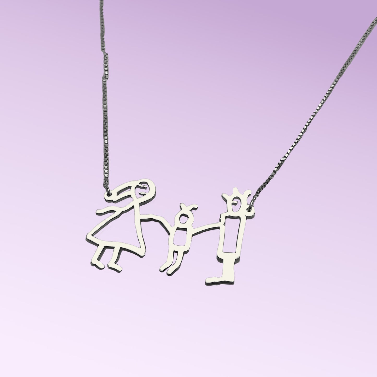 Collana Disegno dei Bambini in Argento 925 | Personalizzato E Fatto a Mano in Italia. Amira gioielli personalizzati