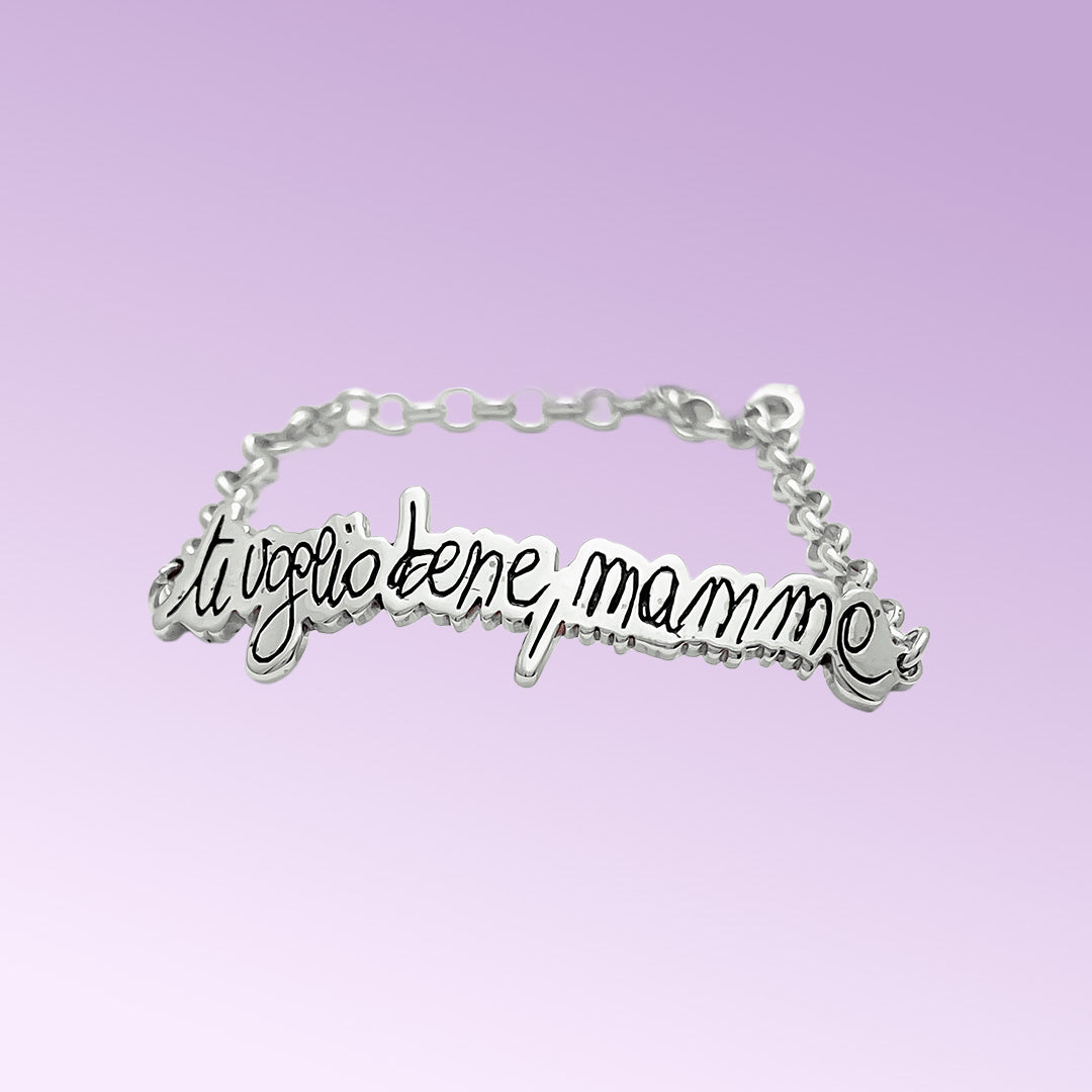 bracciale calligrafia  in Argento 925 | Personalizzato e  Fatto a Mano in Italia. Amira gioielli personalizzati