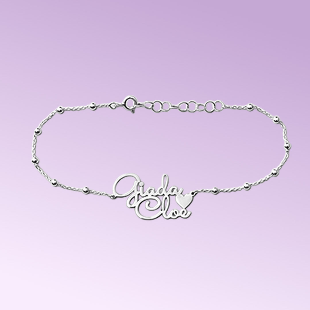 bracciale due nomi in Argento 925 | Personalizzato e  Fatto a Mano in Italia. Amira gioielli personalizzati