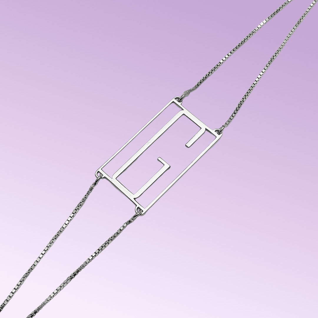bracciale iniziale rettangolo  in Argento 925 | Personalizzato e  Fatto a Mano in Italia. Amira gioielli personalizzati
